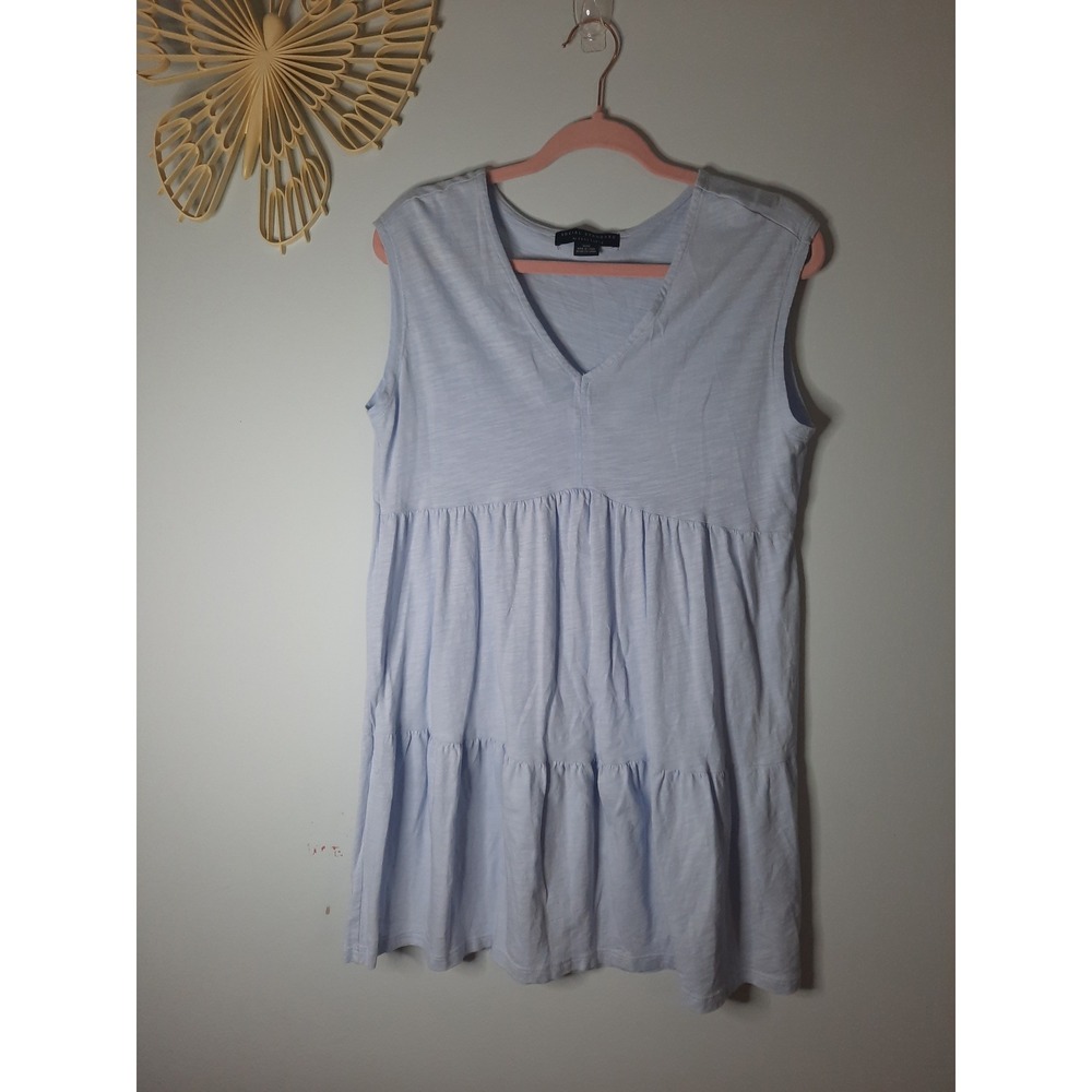 Social Standard by Sanctuary Womens Blue Tiered V-Neck Sleeveless Tunic Top M